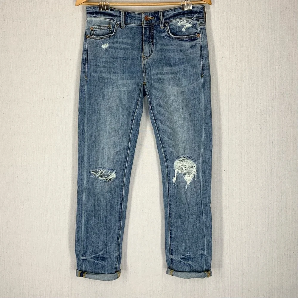 Pilcro~Anthropolgie~NWT~Womens Slim Boyfriend Medium Wash Distressed Jeans~Sz 26 - Picture 2 of 15